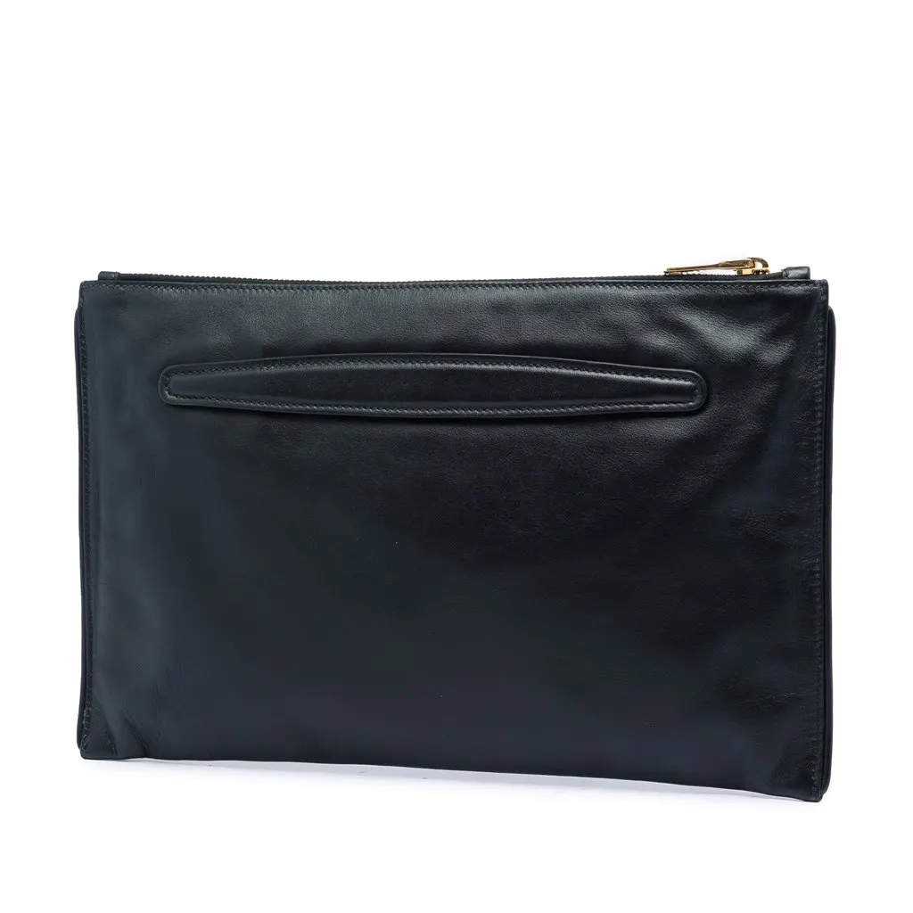 Miu Miu Studded Leather Zip Clutch Black Leather Very good - Back View