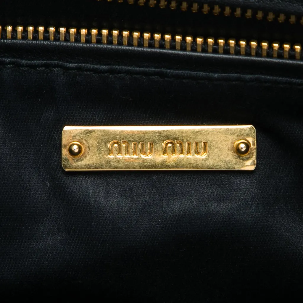 Miu Miu Studded Leather Zip Clutch Black Leather Very good - Box View