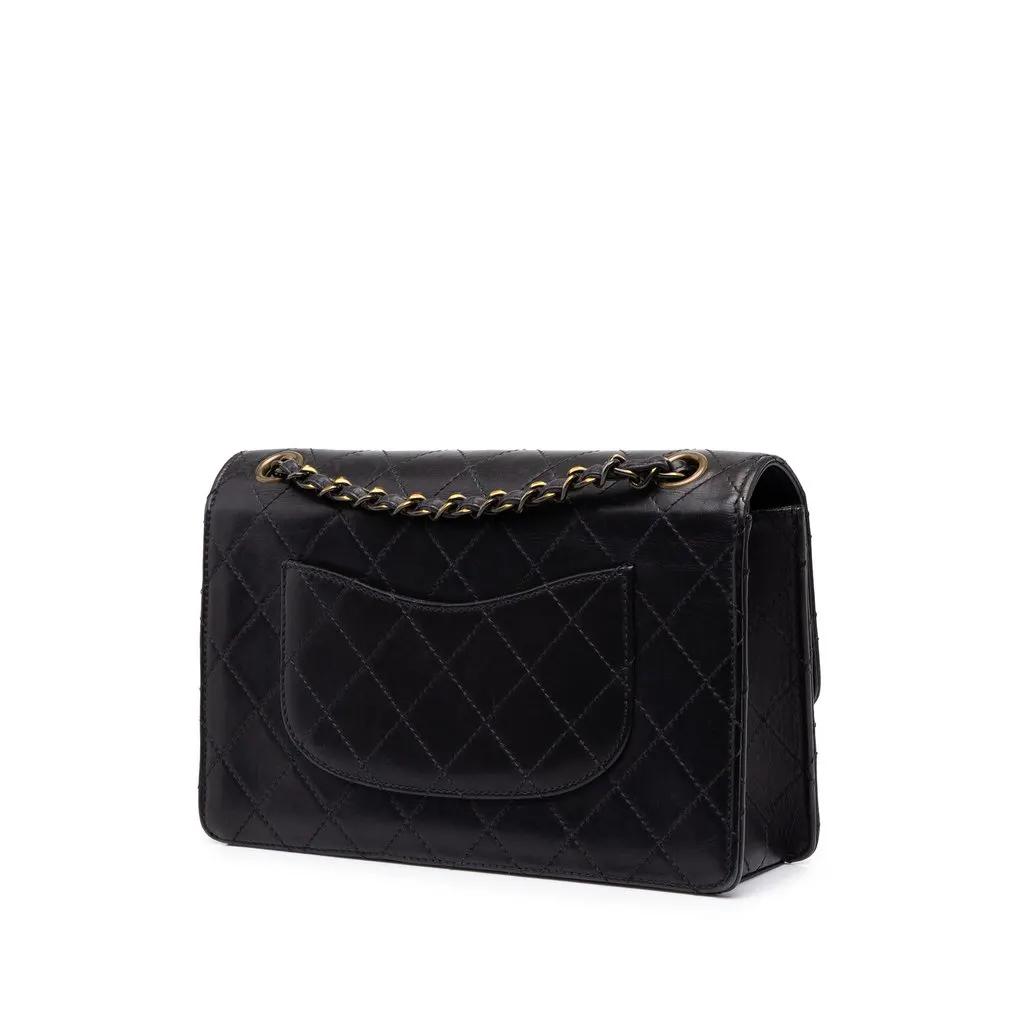 Chanel Medium CC Quilted Lambskin Single Flap Black Leather Good - Back View