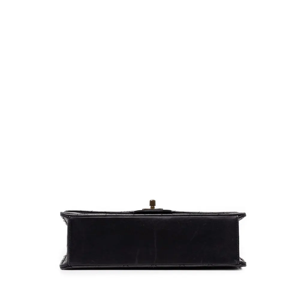 Chanel Medium CC Quilted Lambskin Single Flap Black Leather Good - Inside View