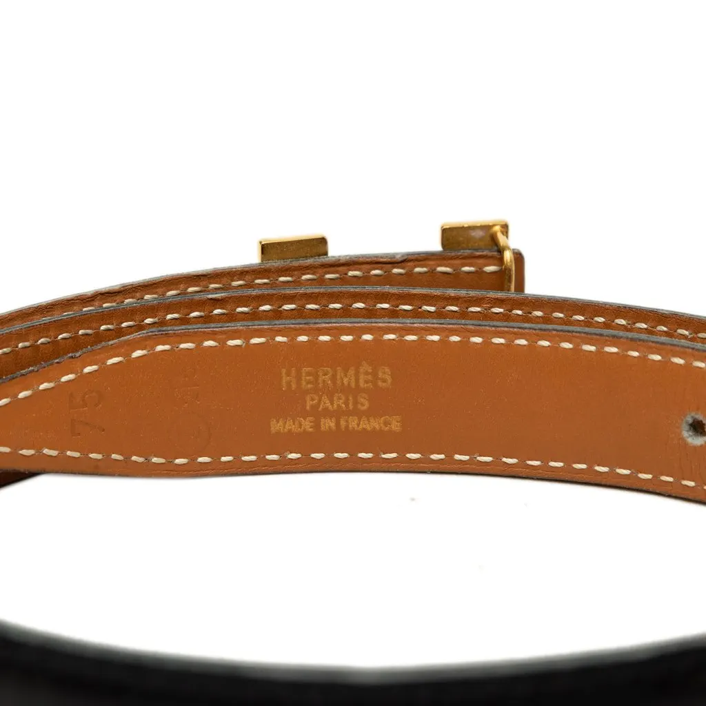 Hermès Box Calf and Courchevel Constance H Reversible Belt Black Leather Very good - Model View