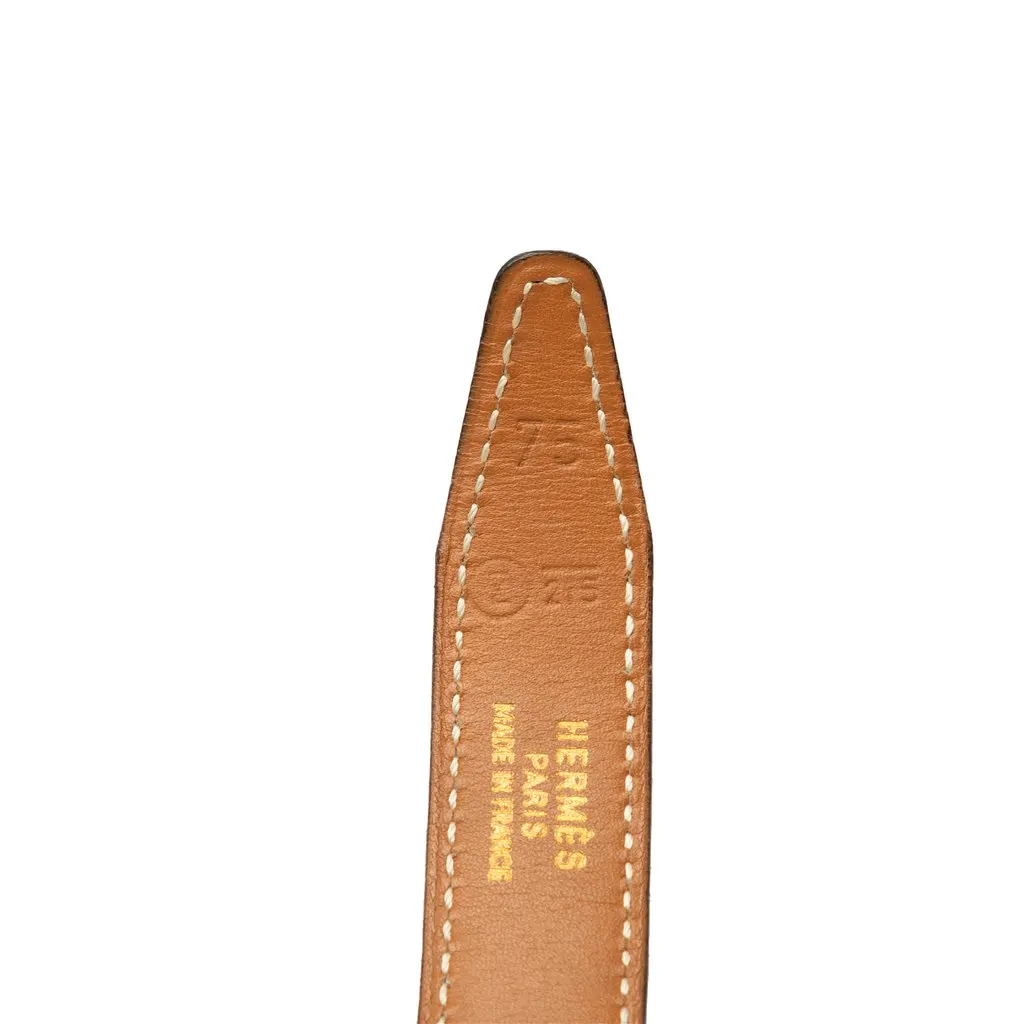 Hermès Box Calf and Courchevel Constance H Reversible Belt Black Leather Very good - Box View