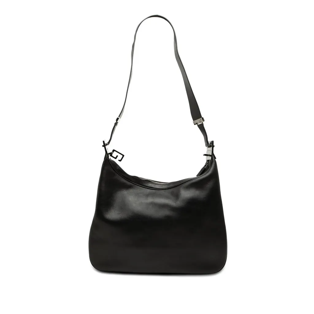Gucci Calfskin Attache Shoulder Bag Black Leather Very good - Front View