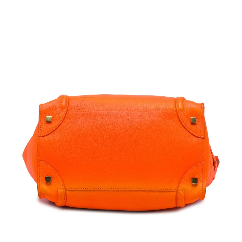 Celine Mini Leather Luggage Tote Orange Leather Good - Inside View