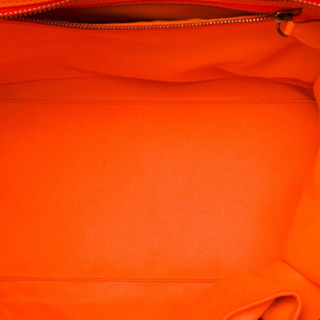 Celine Mini Leather Luggage Tote Orange Leather Good - Model View