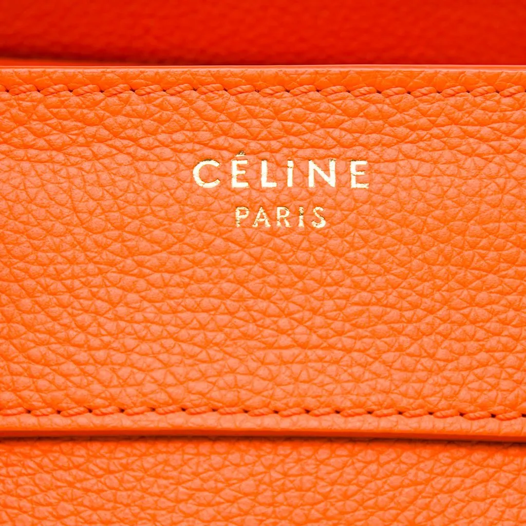 Celine Mini Leather Luggage Tote Orange Leather Good - Box View