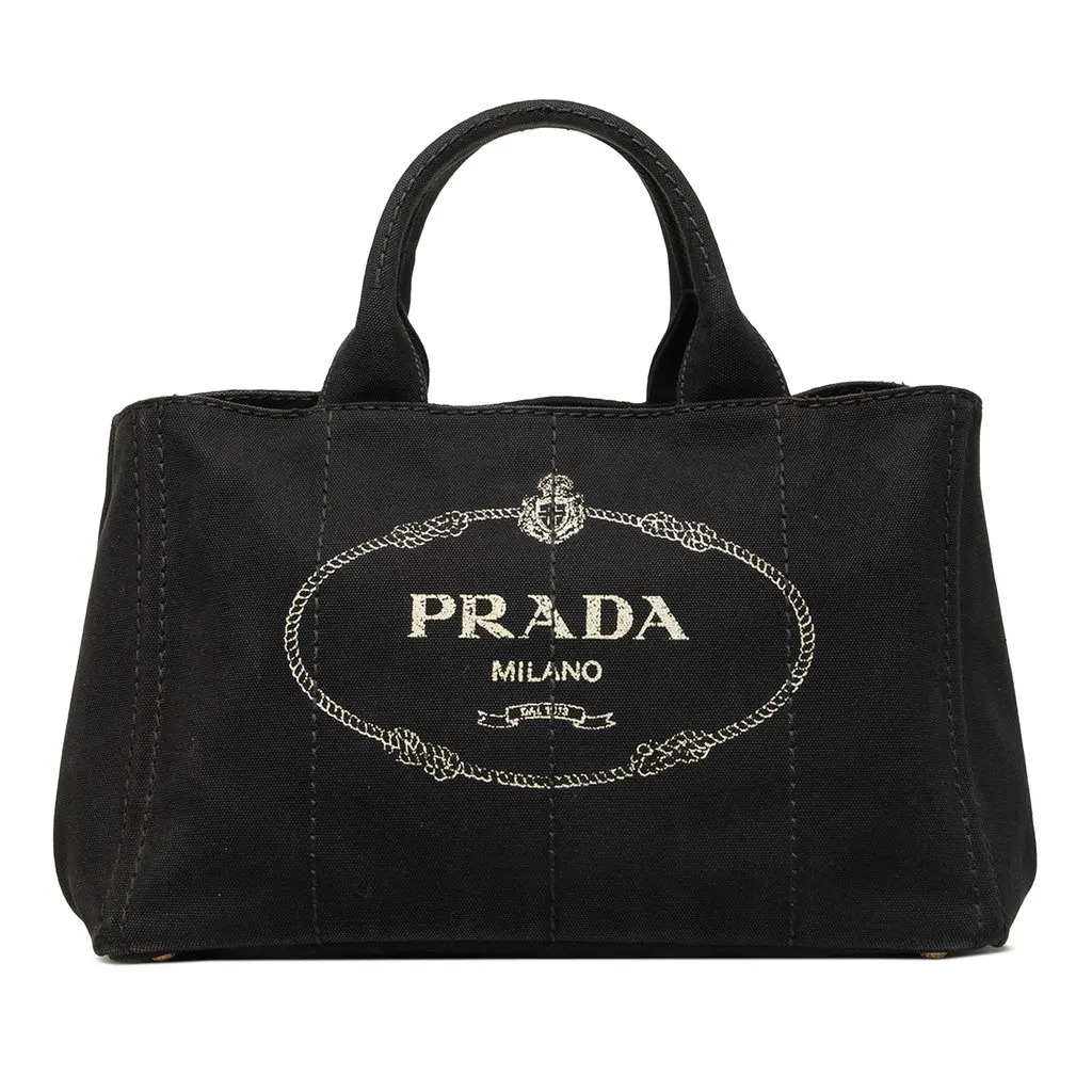 Prada Canvas Canapa Logo Tote Black Very good - Front View