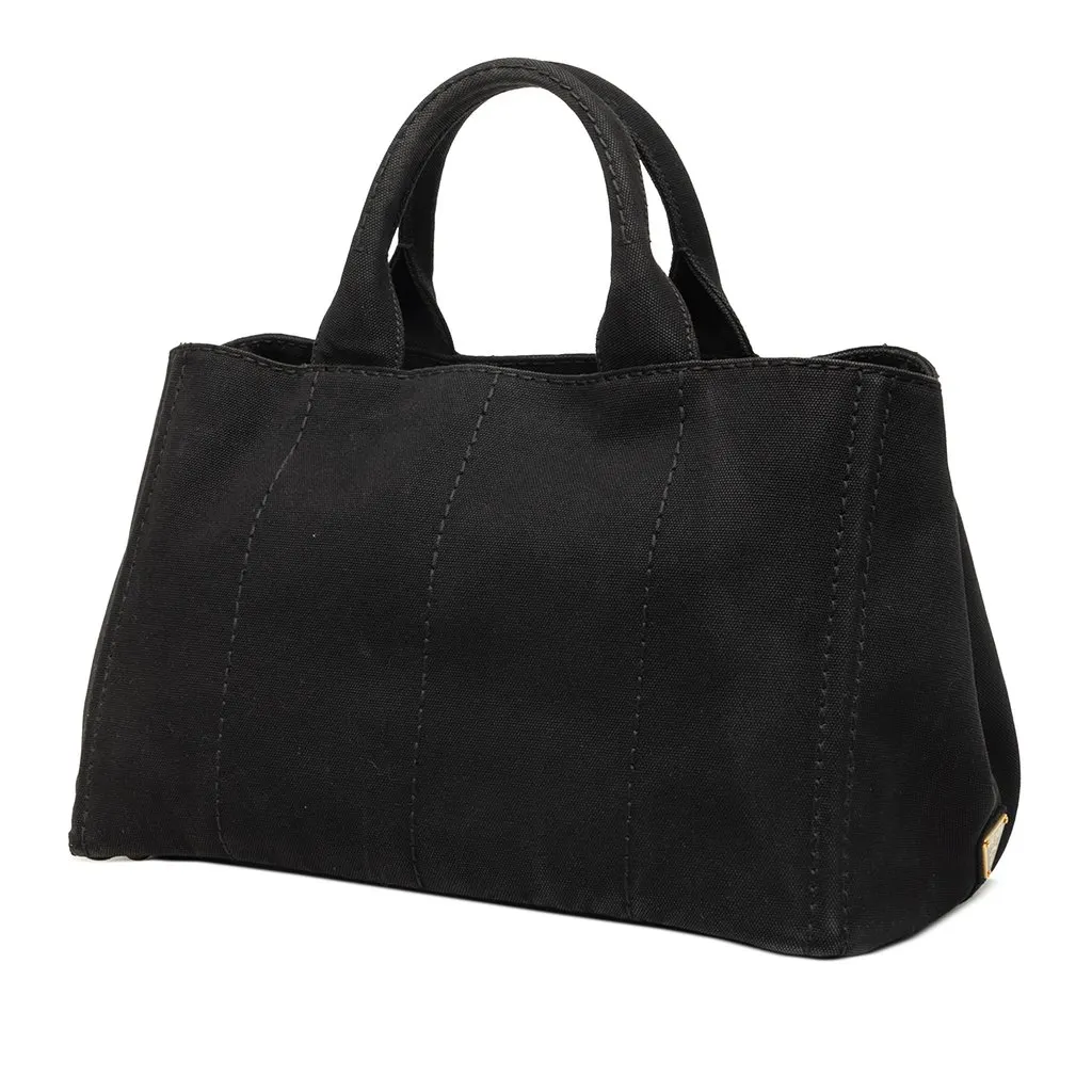 Prada Canvas Canapa Logo Tote Black Very good - Back View