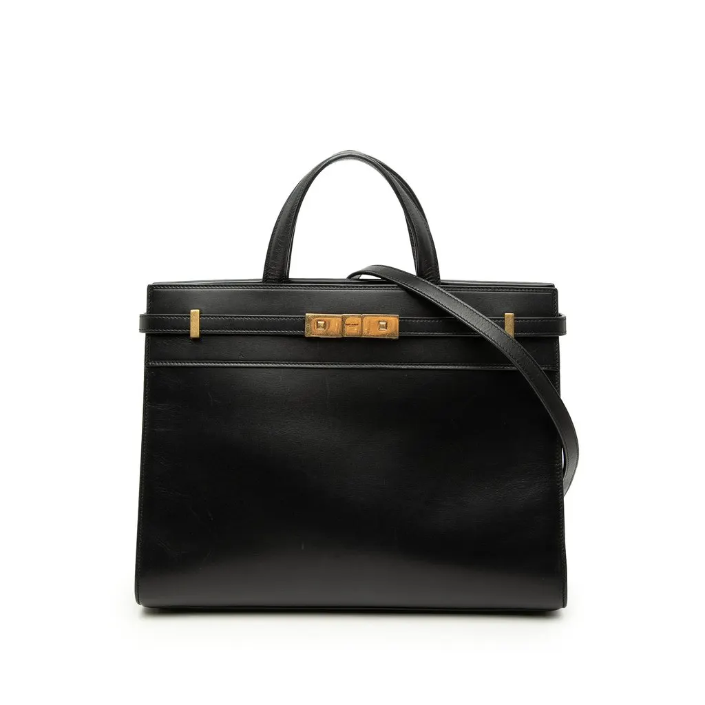 Saint Laurent Medium Smooth Calfskin Manhattan Shopper Tote Black Leather Very good - Front View