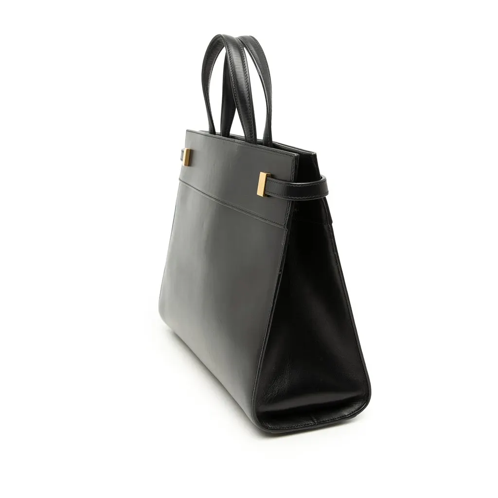 Saint Laurent Medium Smooth Calfskin Manhattan Shopper Tote Black Leather Very good - Back View