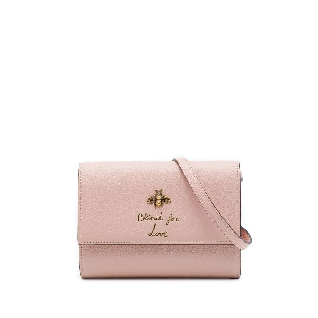 Gucci Calfskin Animalier Blind For Love Crossbody Pink Leather Very good - Front View