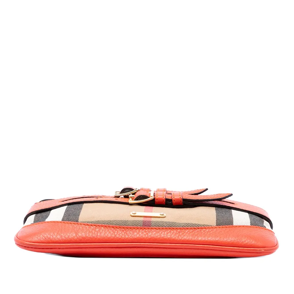 Burberry House Check Canvas and Leather Bridle Peyton Crossbody Brown Canvas Good - Inside View