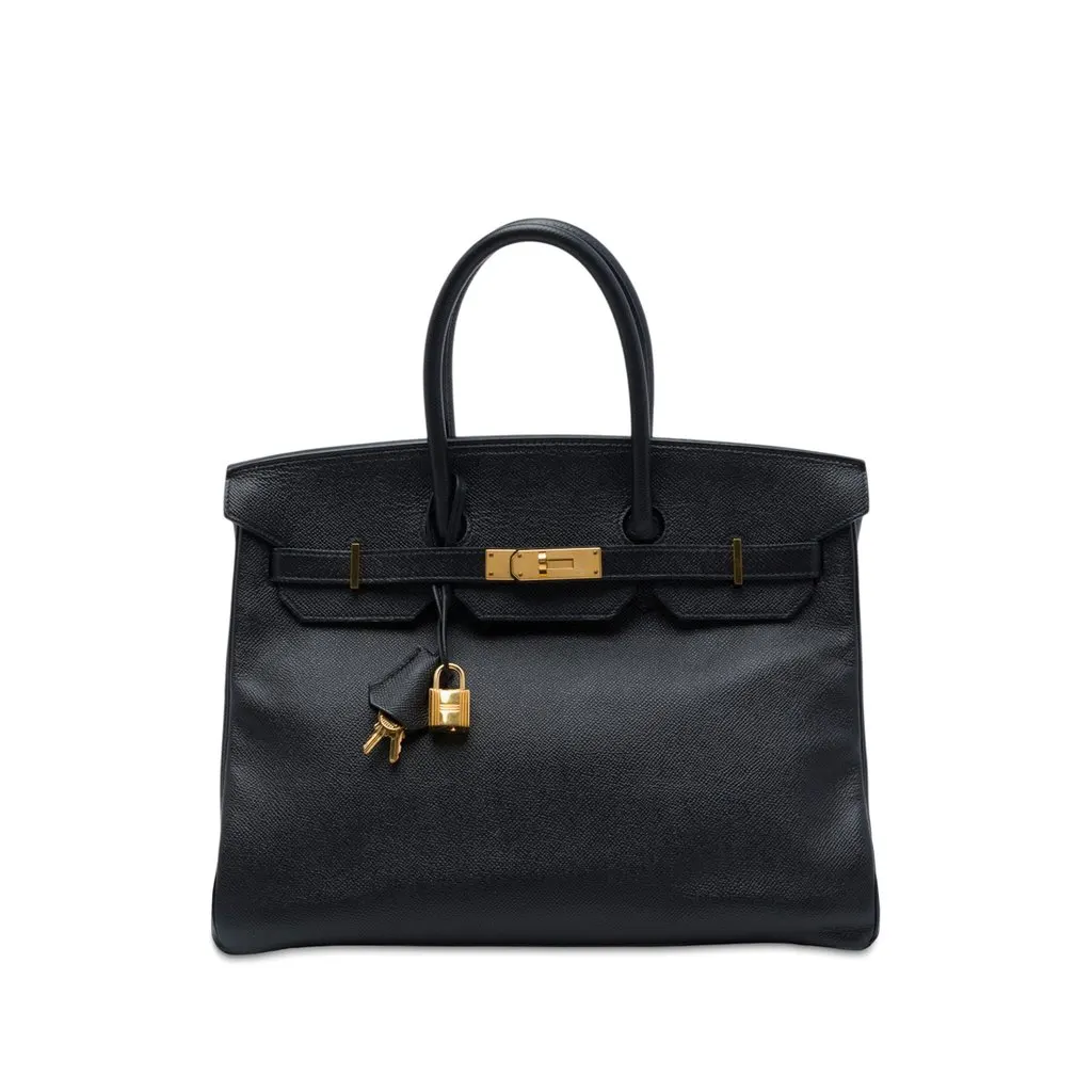 Hermès Epsom Birkin Retourne 35 Black Leather Very good - Front View