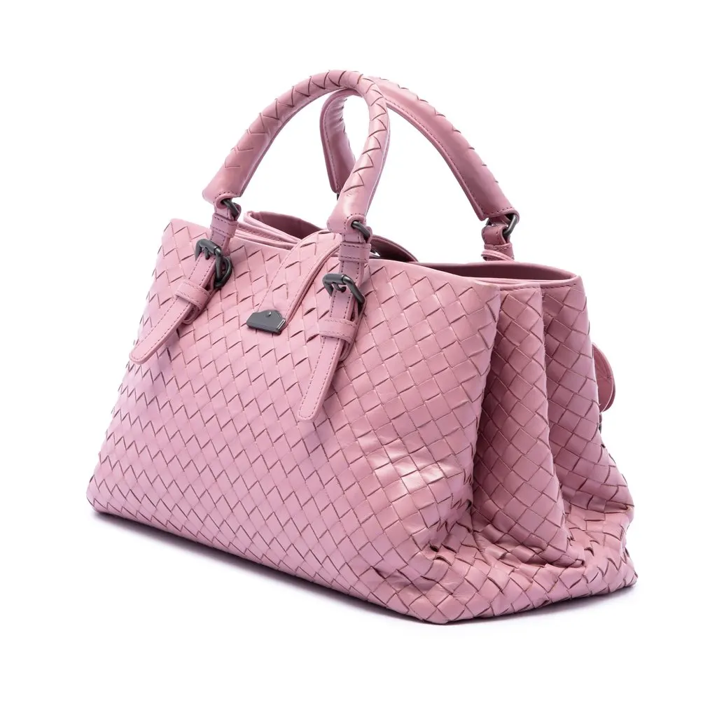 Bottega Veneta Small Nappa Intrecciato Roma Satchel Pink Leather Very good - Back View