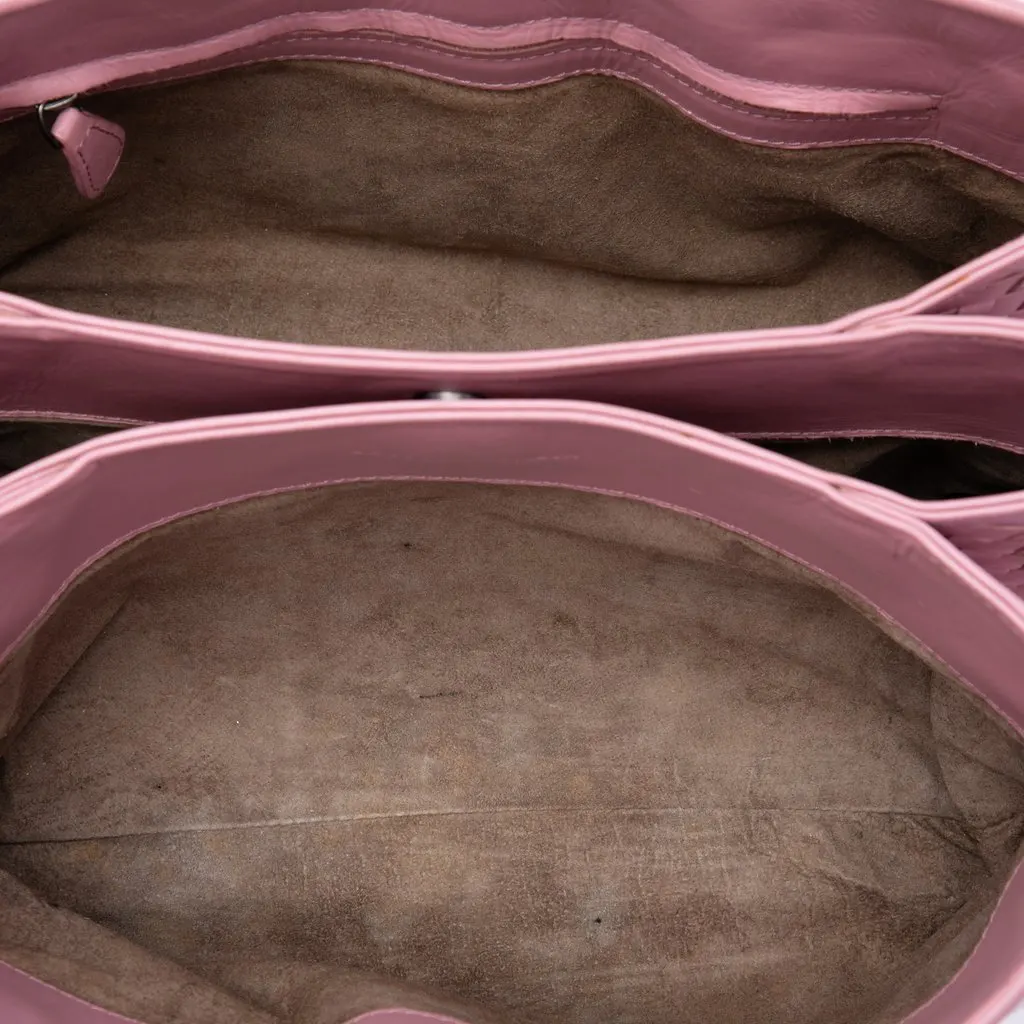 Bottega Veneta Small Nappa Intrecciato Roma Satchel Pink Leather Very good - Model View