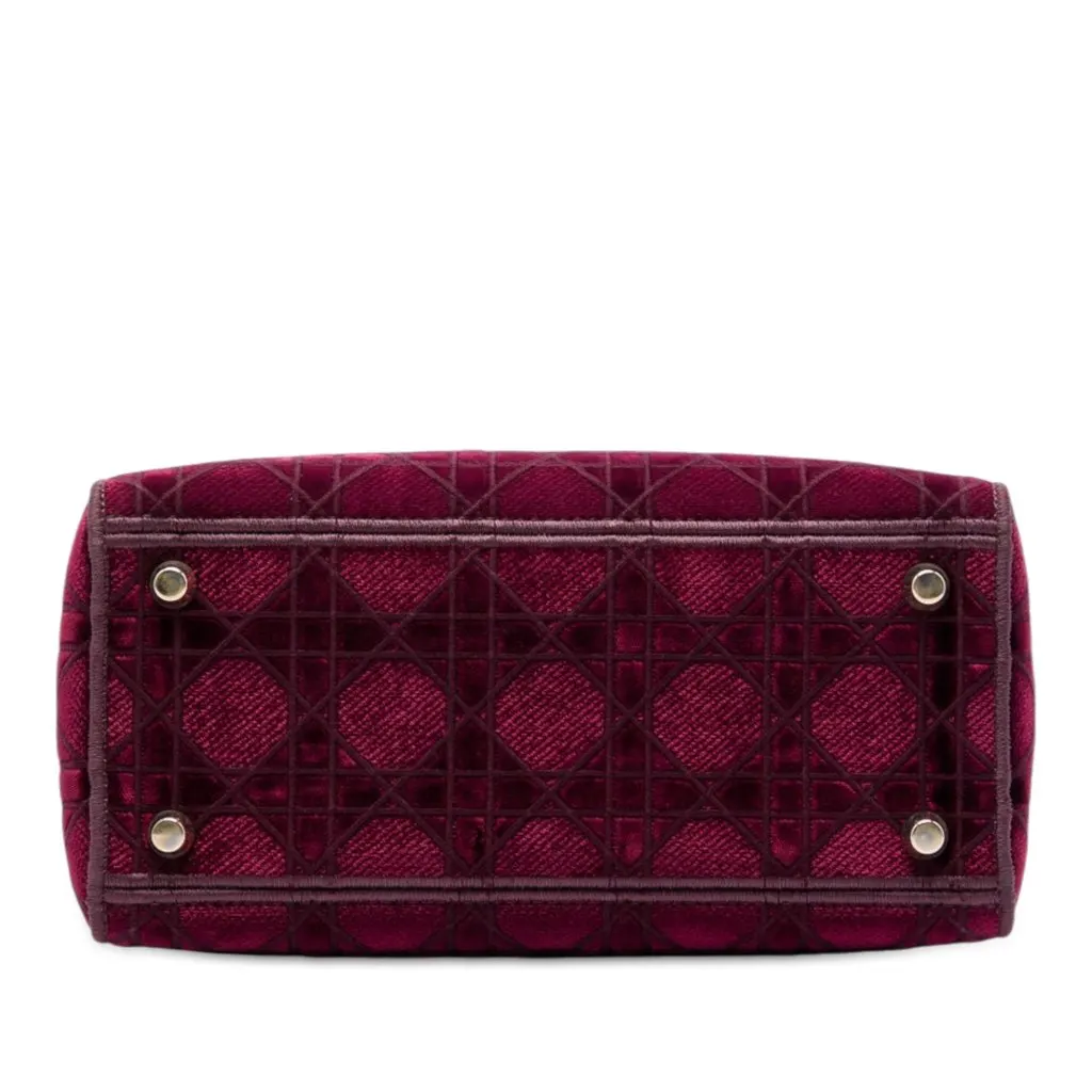 Dior Medium Embroidered Velvet Cannage Lady D Lite Red Very good - Inside View