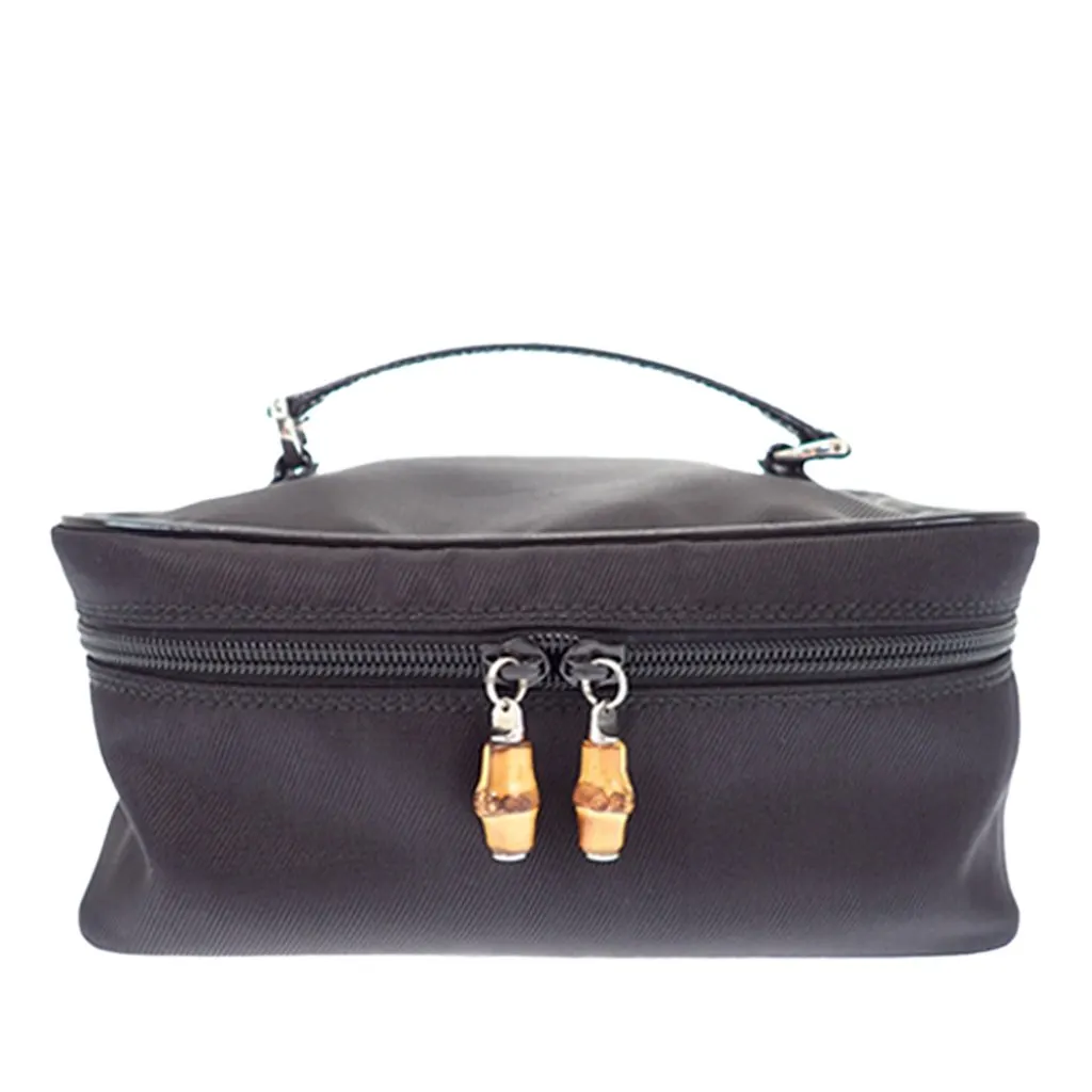 Gucci Nylon Bamboo Vanity Bag Black Polyamide Very good - Front View