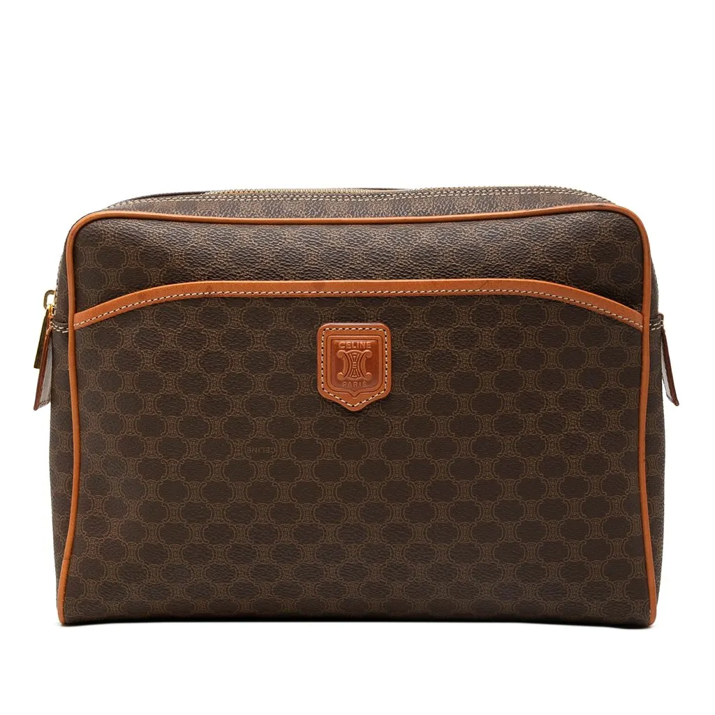 Celine Macadam Coated Canvas Clutch Brown Very good - Front View