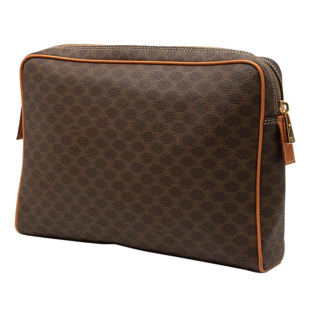 Celine Macadam Coated Canvas Clutch Brown Very good - Back View