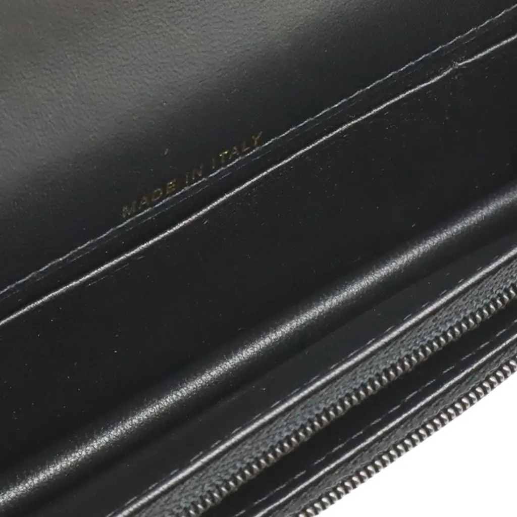 Chanel CC Quilted Lambskin Wooden Beads Top Handle Wallet On Chain Black Leather Very good - Inside View