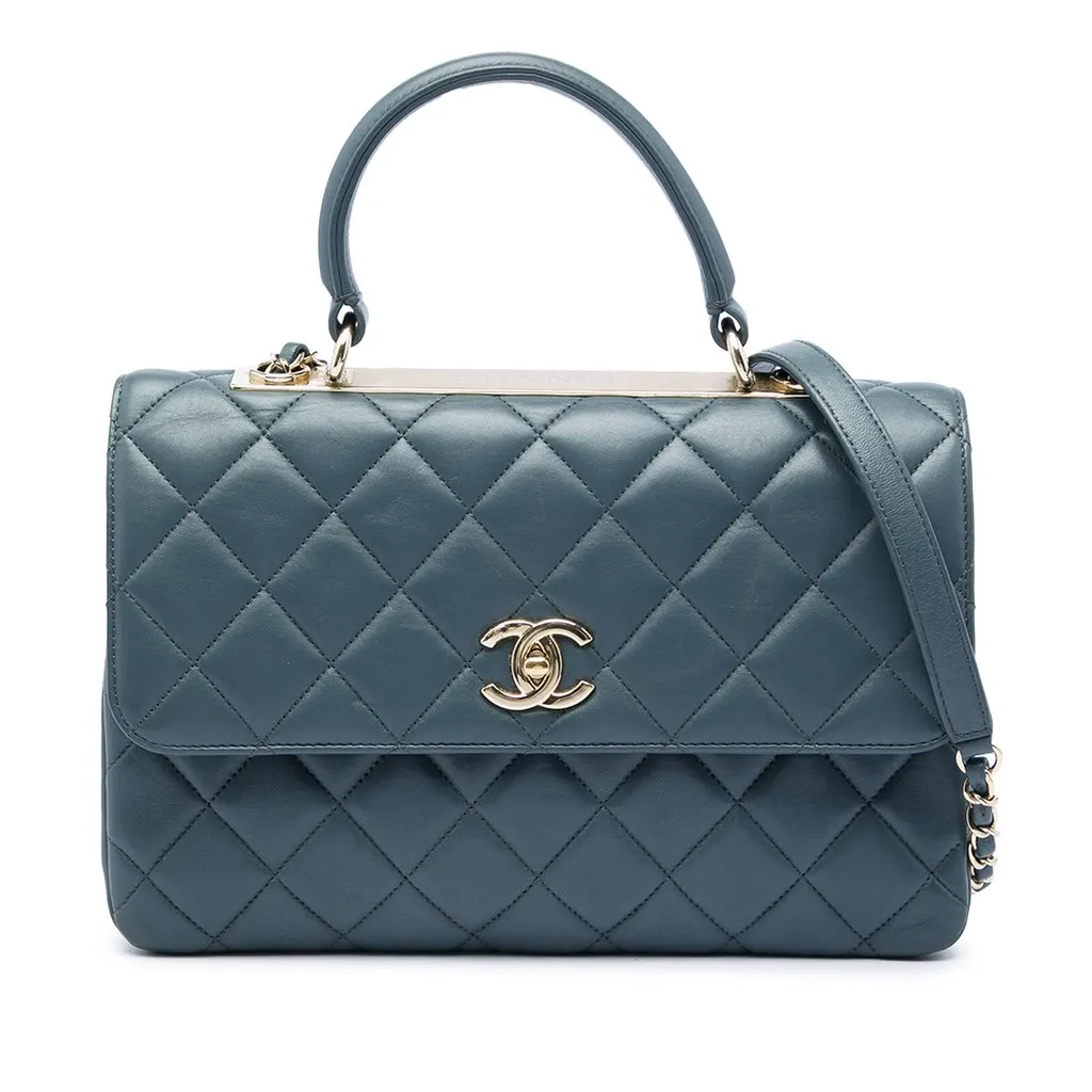 Chanel Medium Lambskin Trendy CC Flap Blue Leather Very good - Front View