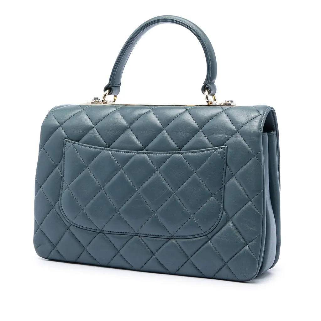 Chanel Medium Lambskin Trendy CC Flap Blue Leather Very good - Back View