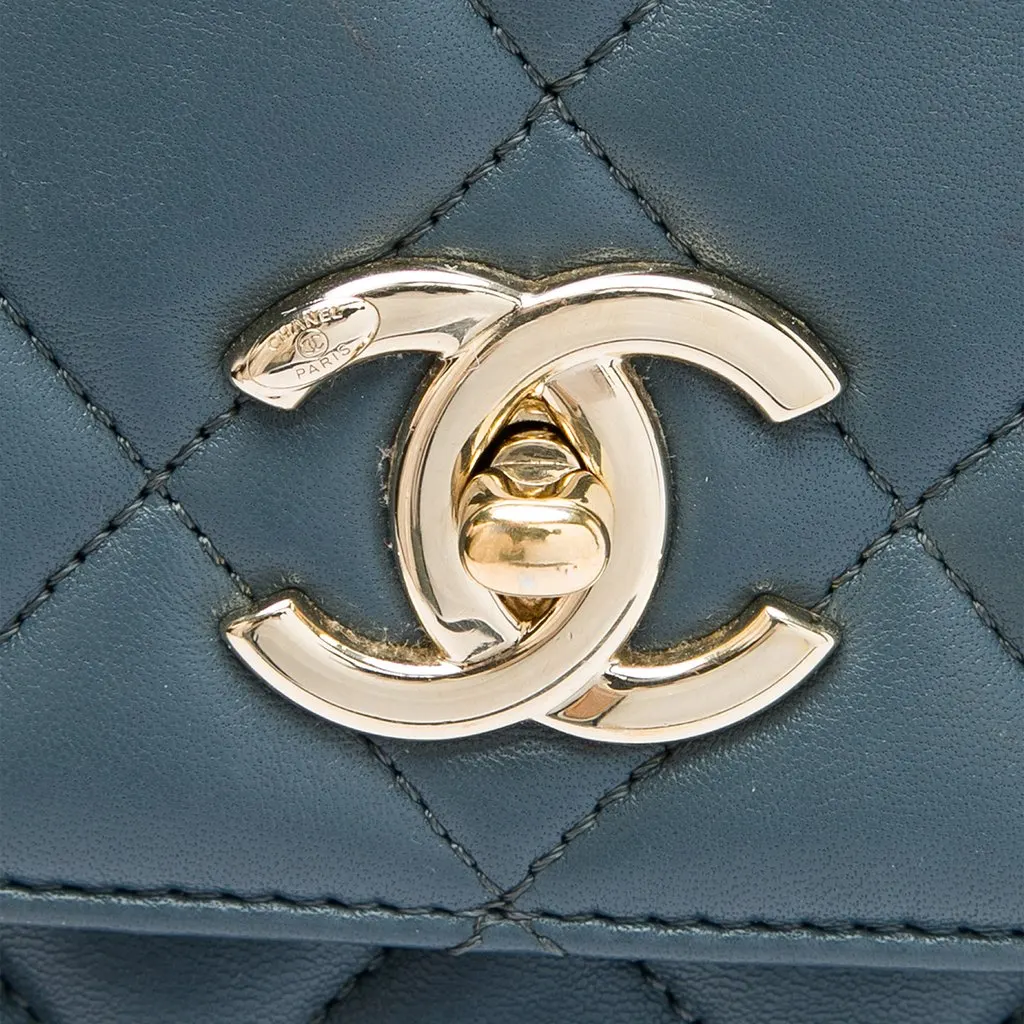 Chanel Medium Lambskin Trendy CC Flap Blue Leather Very good - Box View