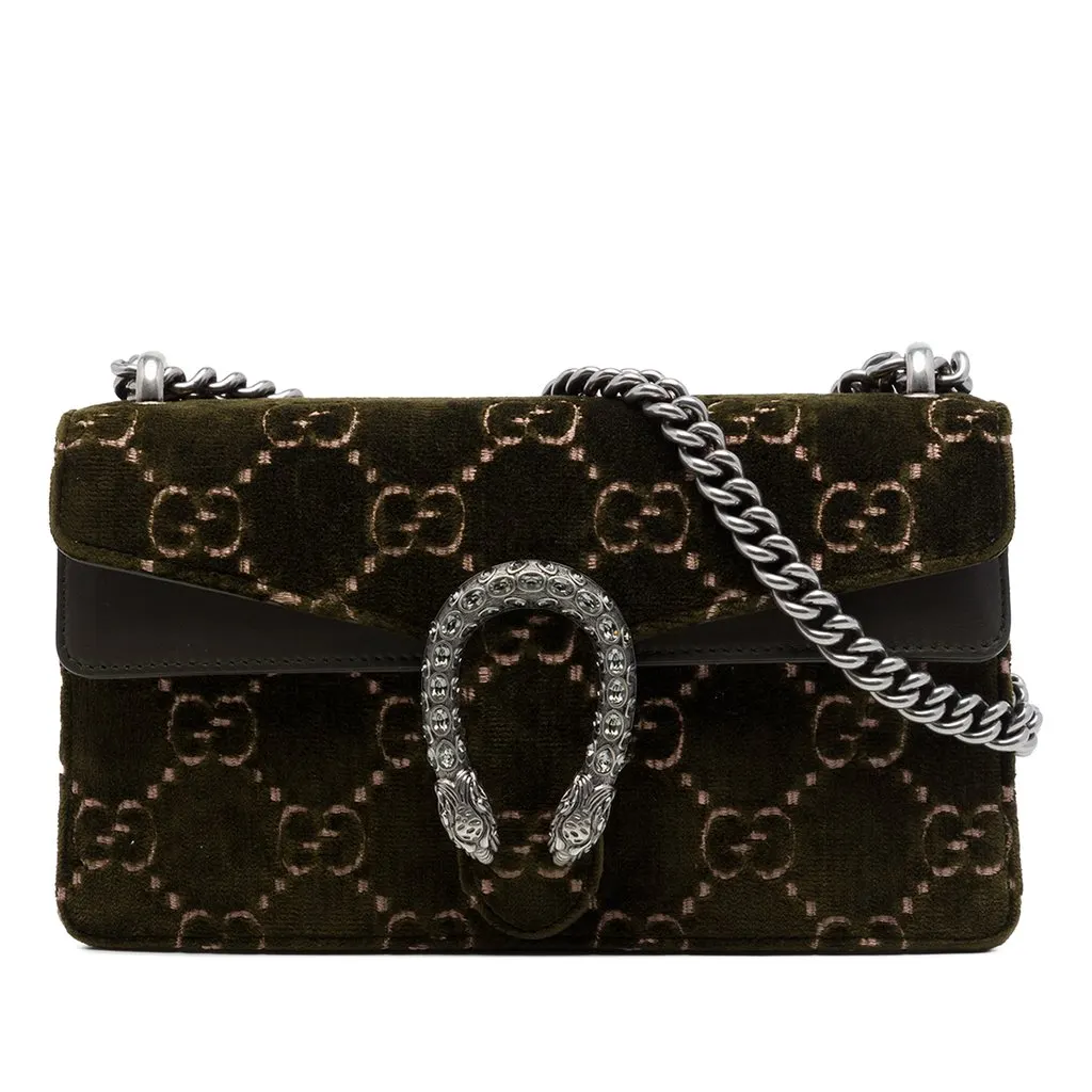 Gucci Medium GG Velvet Dionysus Crossbody Green Velvet Very good - Front View