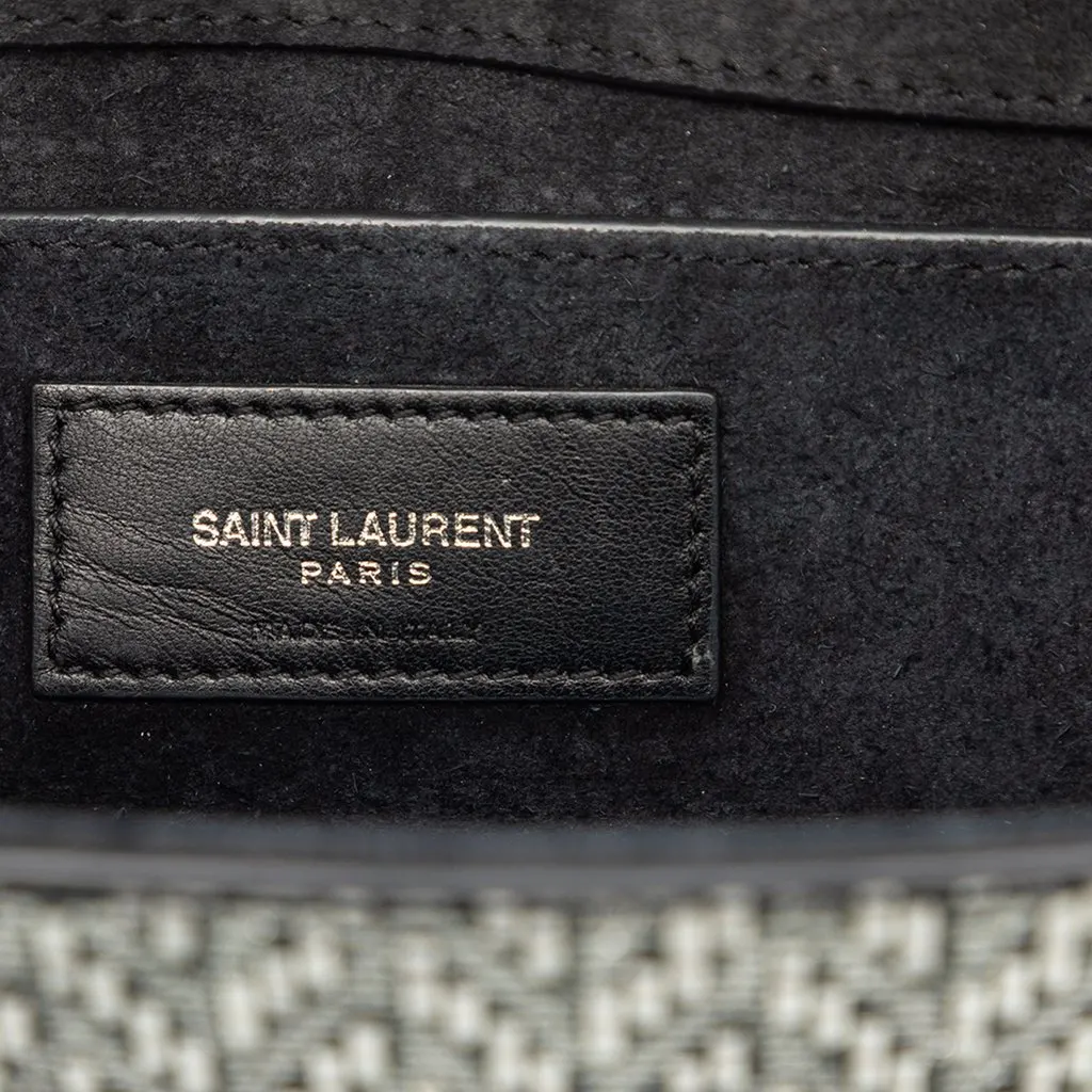 Saint Laurent Small Metallic Chevron Calfskin Monogram Kate Crossbody Silver Leather Very good - Box View