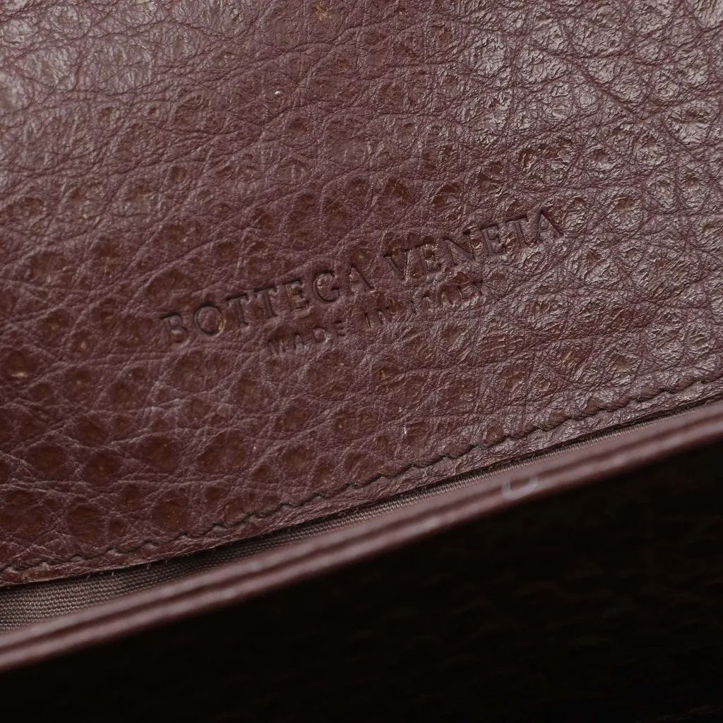 Bottega Veneta Intrecciato Trimmed Leather Business Bag Red Leather Very good - Box View