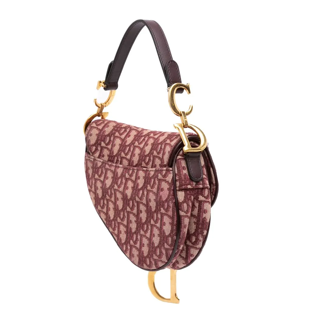 Dior Mini Oblique Canvas Saddle Bag Red Very good - Back View
