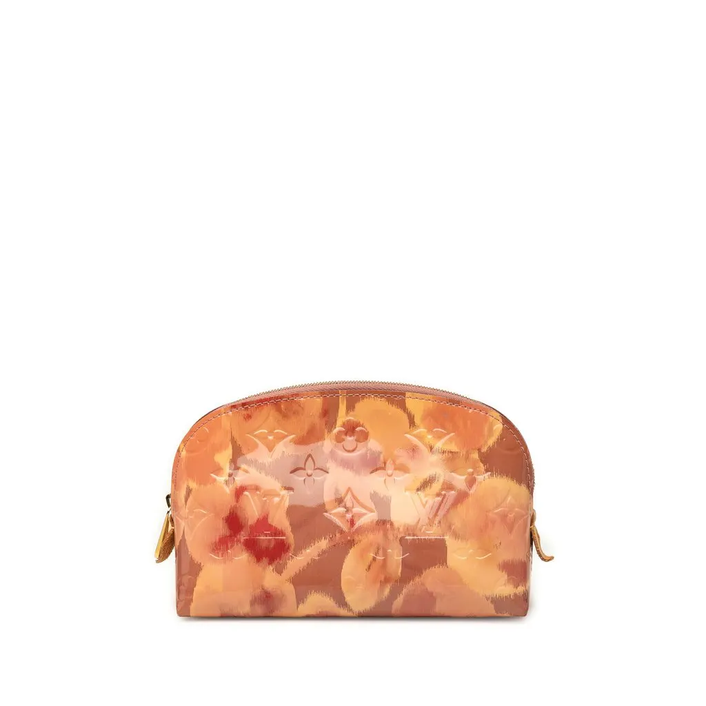 Louis Vuitton Monogram Vernis Ikat Cosmetic Pouch Pink Leather Very good - Front View