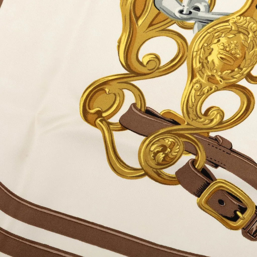 Hermès Brides de Gala Silk Scarf 90 Brown Very good - Model View