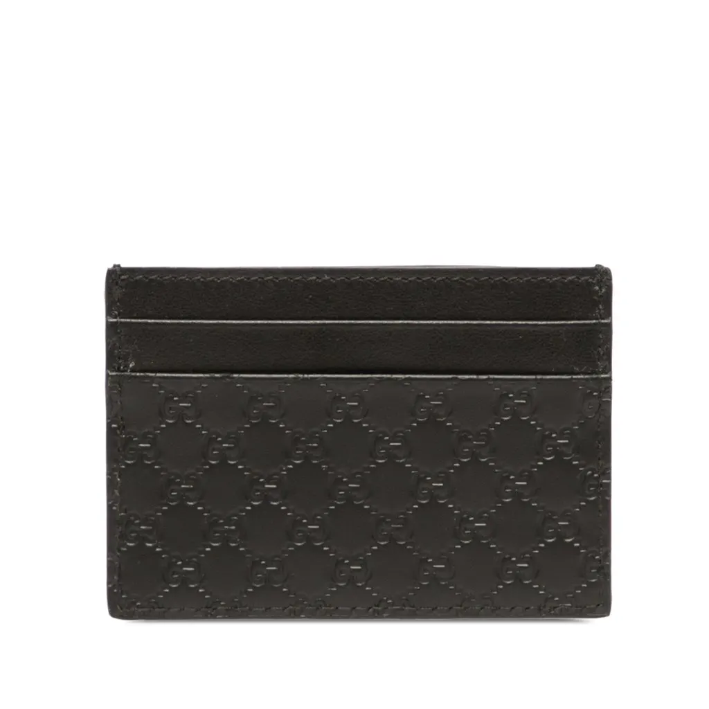 Gucci Microguccissima Card Holder Black Leather Very good - Front View