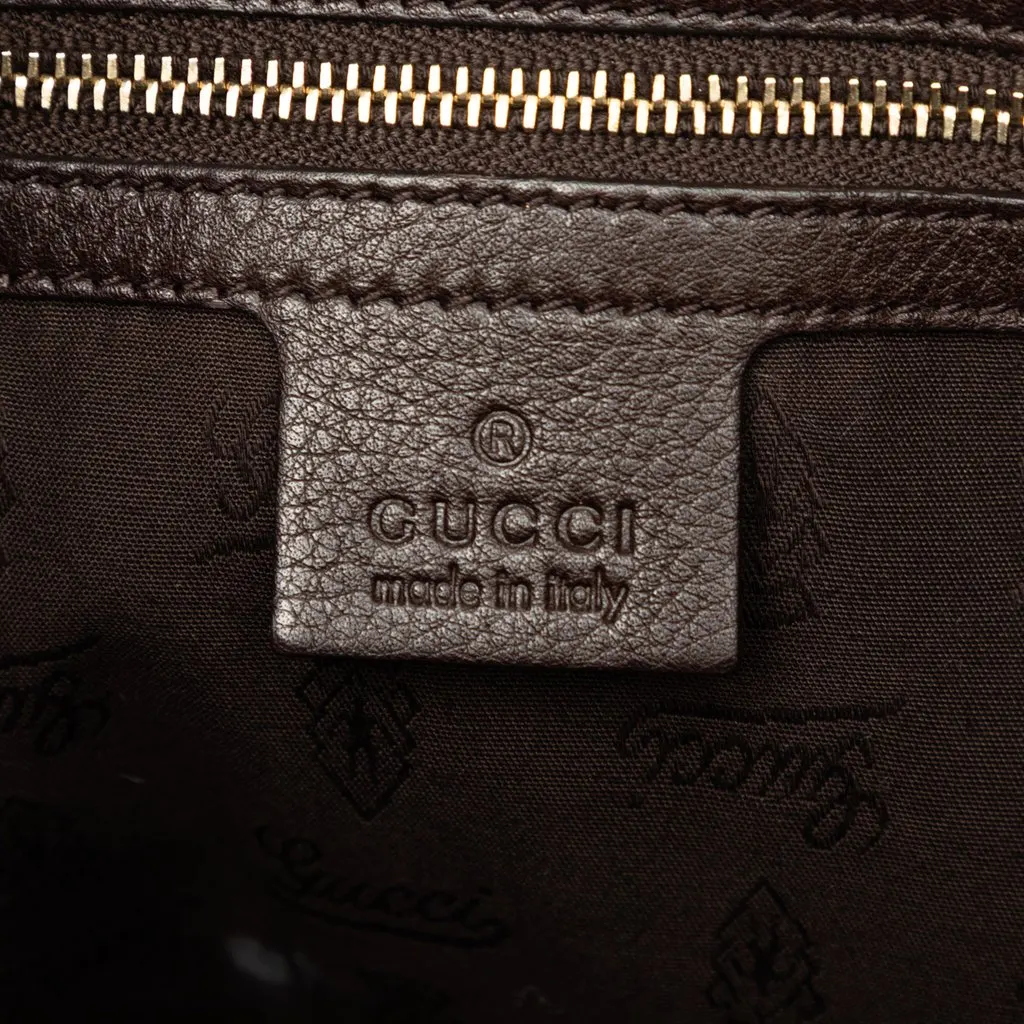 Gucci Medium Pebbled Calfskin Web Heritage Shoulder Bag Brown Leather Very good - Box View