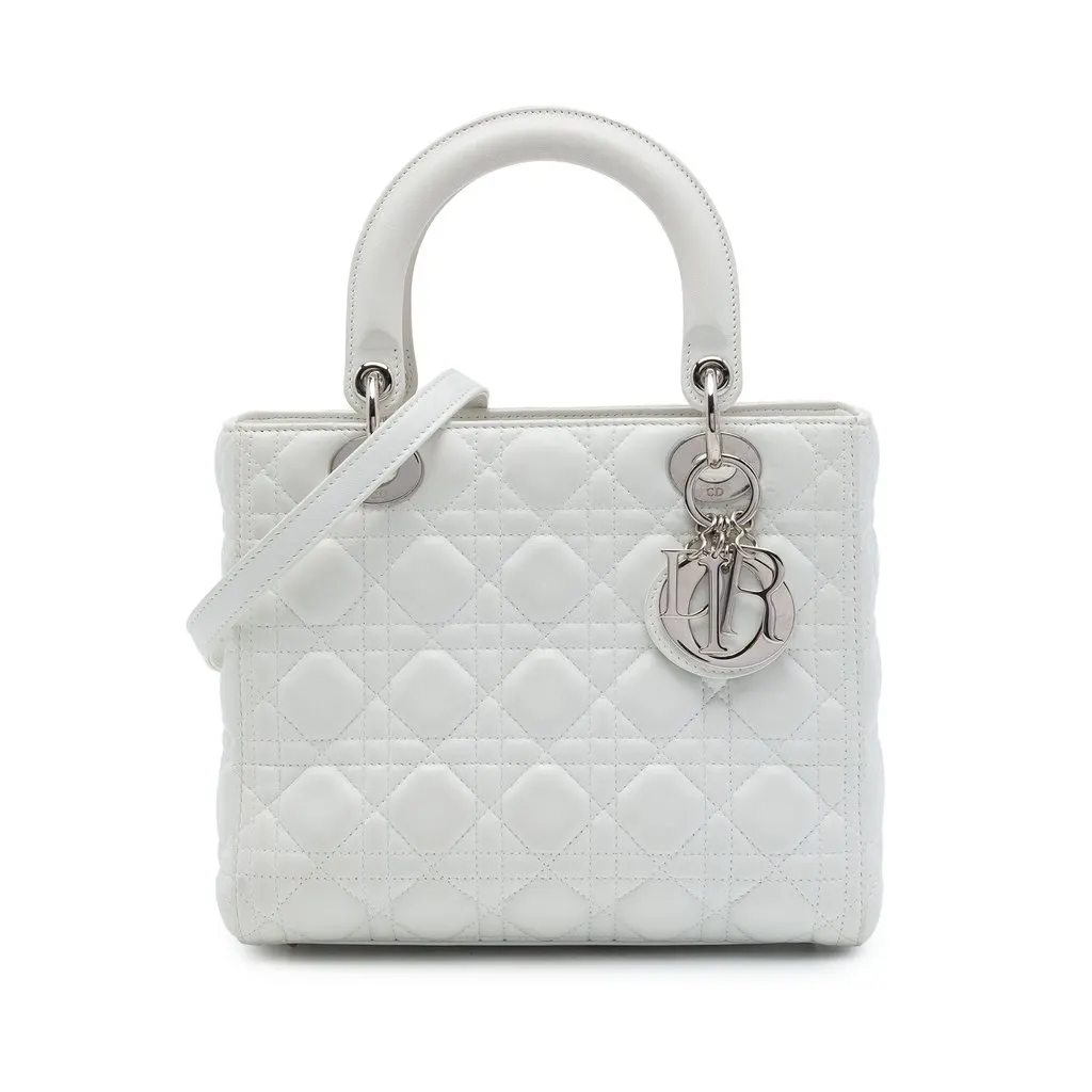 Dior متوسطة جلد الحمل كاناج ليدي ديور