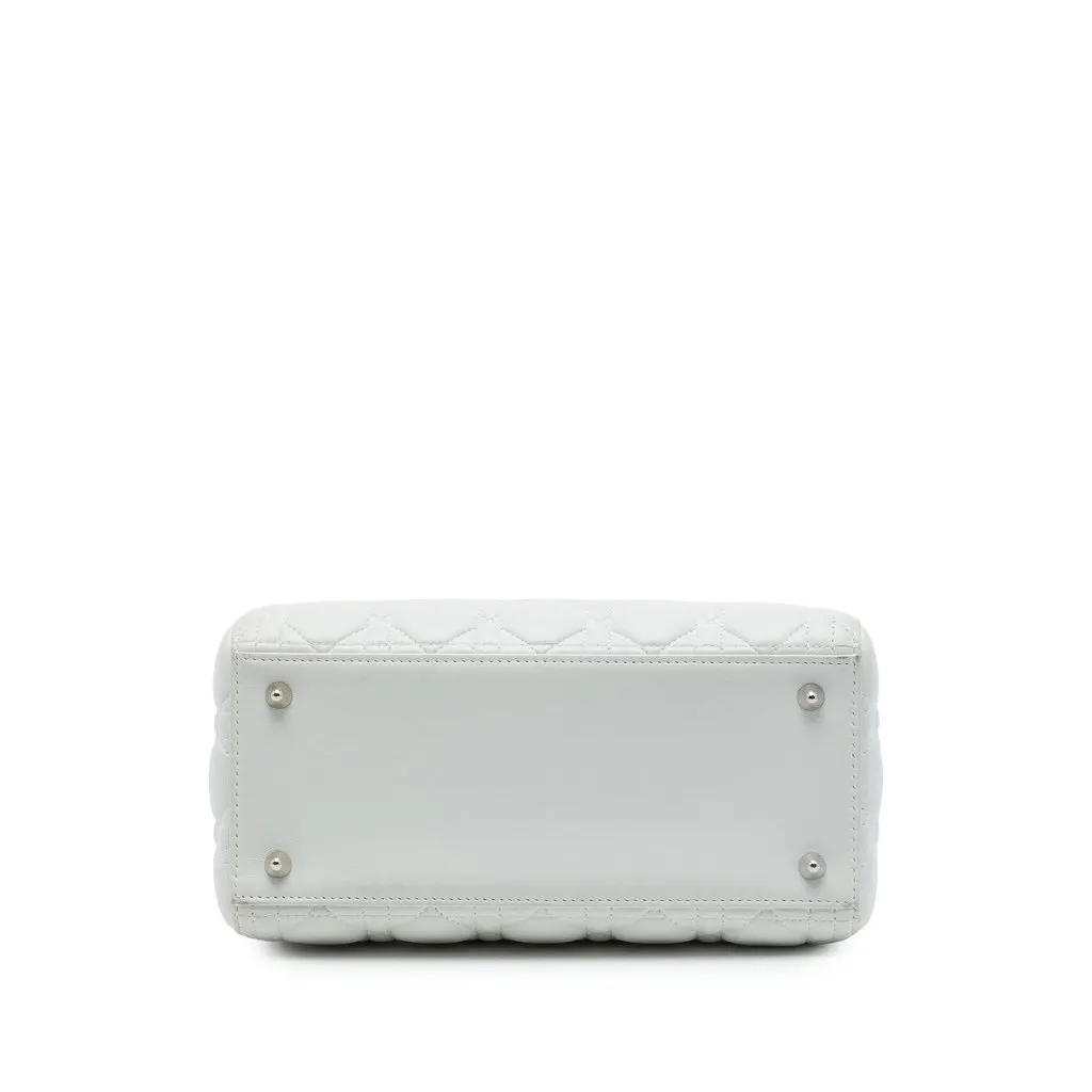 Dior Medium Lambskin Cannage Lady Dior White Leather Very good - Inside View