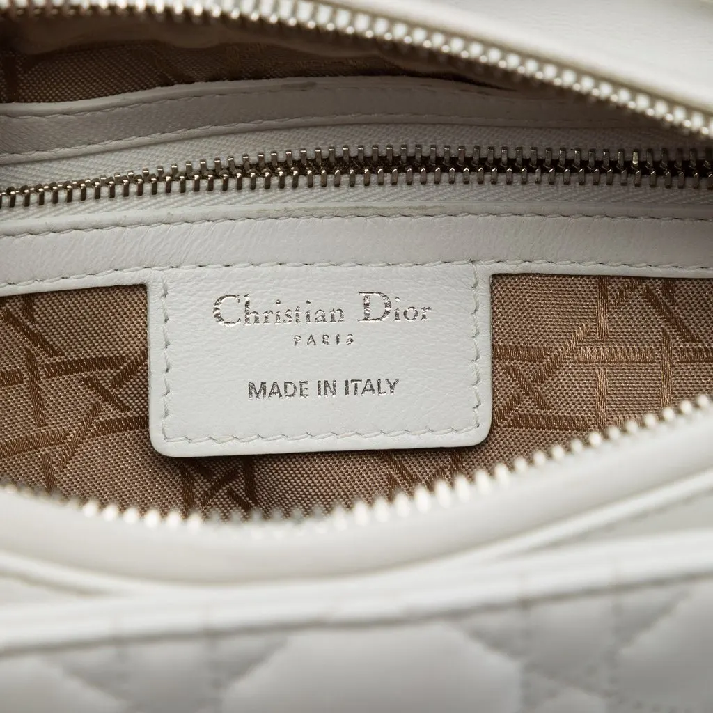 Dior Medium Lambskin Cannage Lady Dior White Leather Very good - Box View