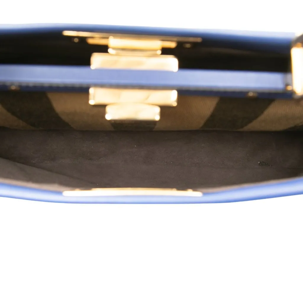 Fendi Medium Calfskin Peekaboo Iconic Satchel Blue Leather Very good - Model View