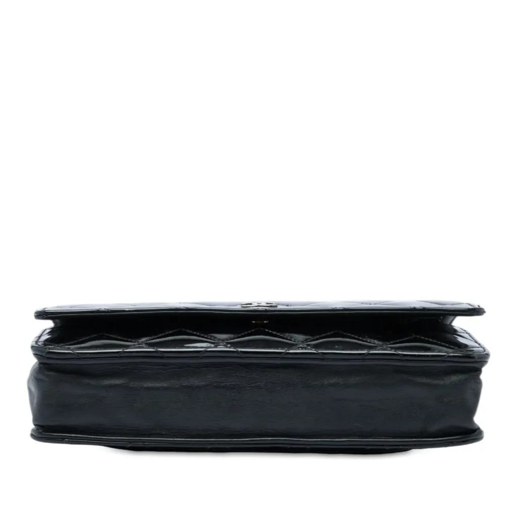 Chanel CC Quilted Patent Wallet On Chain Black Leather Very good - Inside View