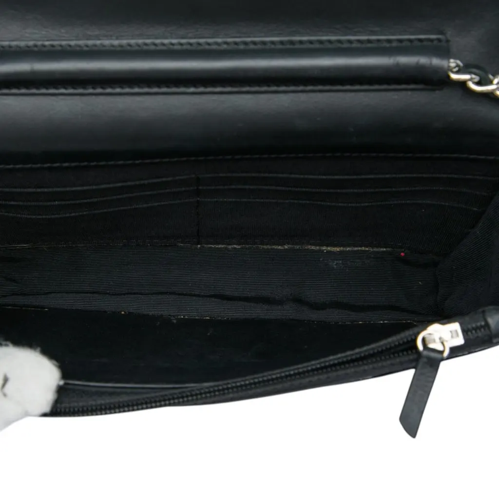Chanel CC Quilted Patent Wallet On Chain Black Leather Very good - Model View