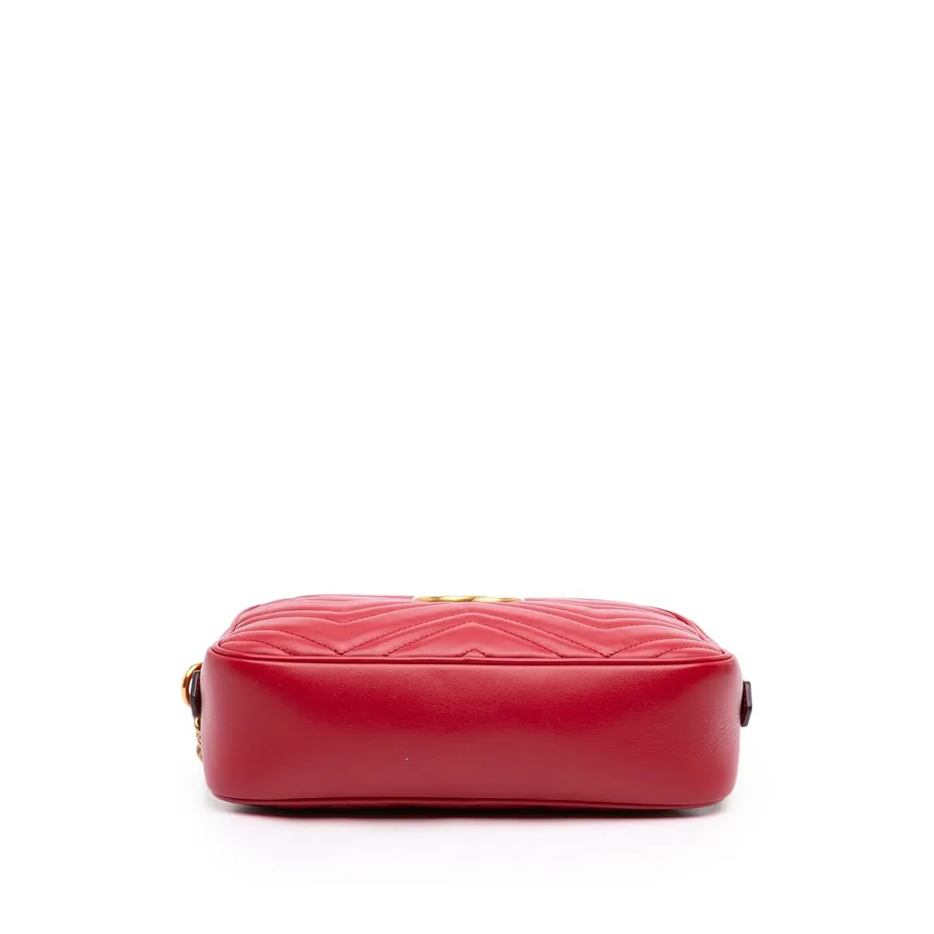 Gucci Small GG Marmont Matelasse Leather Crossbody Red Leather Very good - Inside View