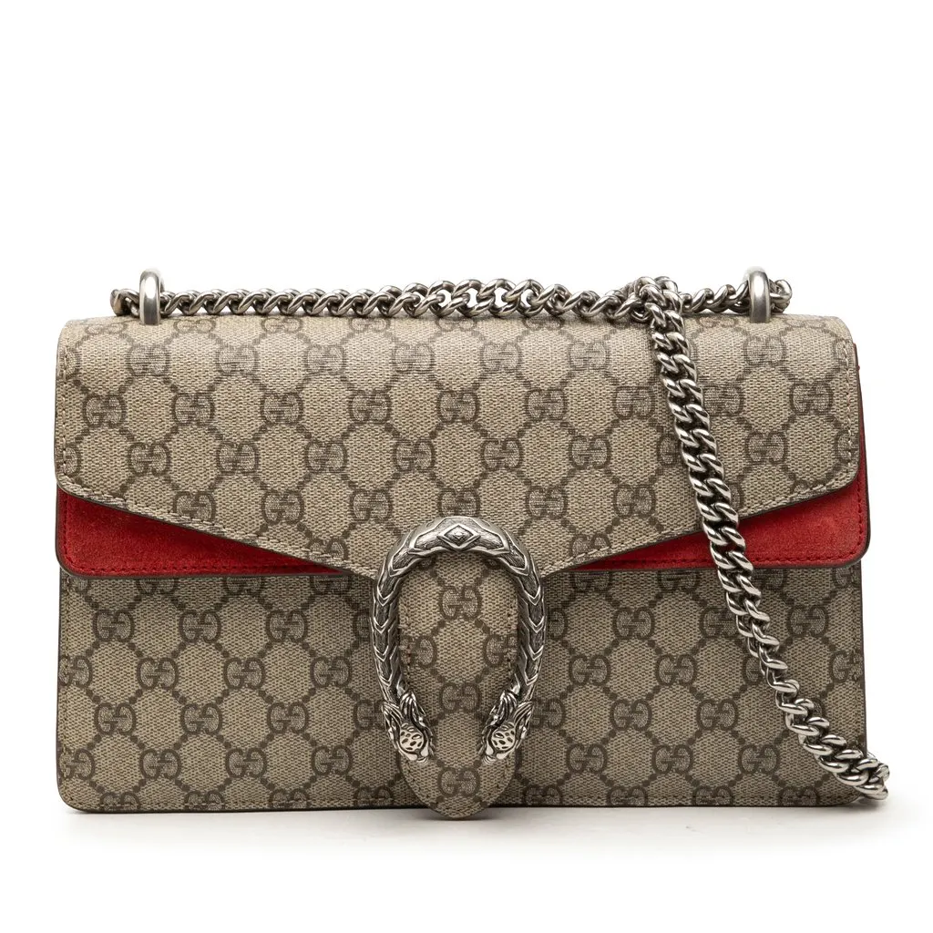 Gucci Medium GG Supreme Dionysus Shoulder Bag Beige Canvas Very good - Front View