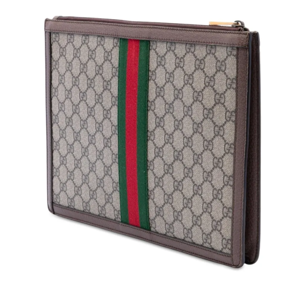 Gucci GG Supreme Web Ophidia Clutch Beige Very good - Back View