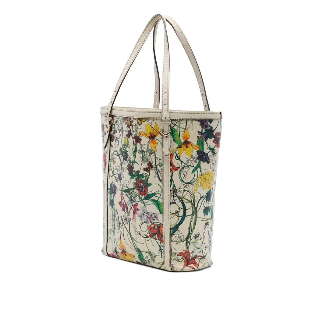 Gucci Medium Calfskin Flora Infinity Nice Tote White Leather Good - Back View