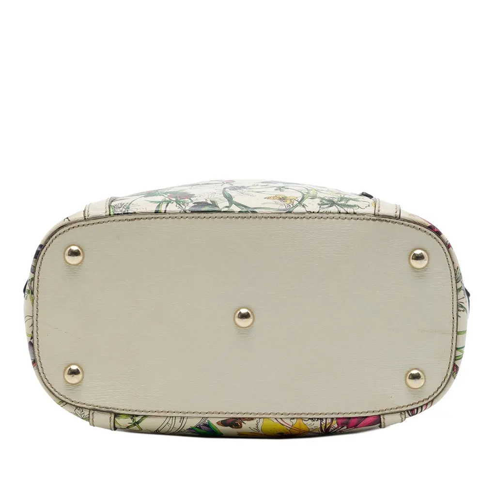 Gucci Medium Calfskin Flora Infinity Nice Tote White Leather Good - Inside View