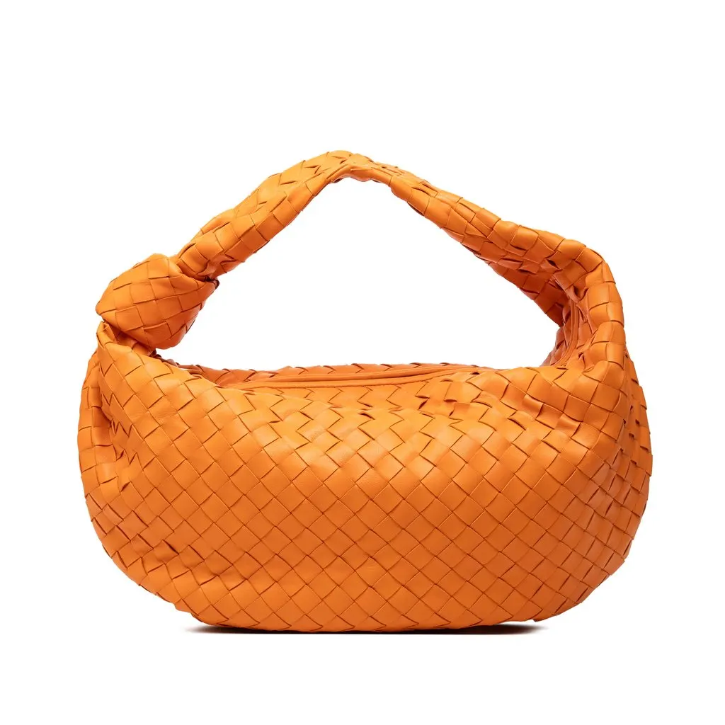Bottega Veneta Small Nappa Intrecciato Jodie Orange Leather Very good - Front View