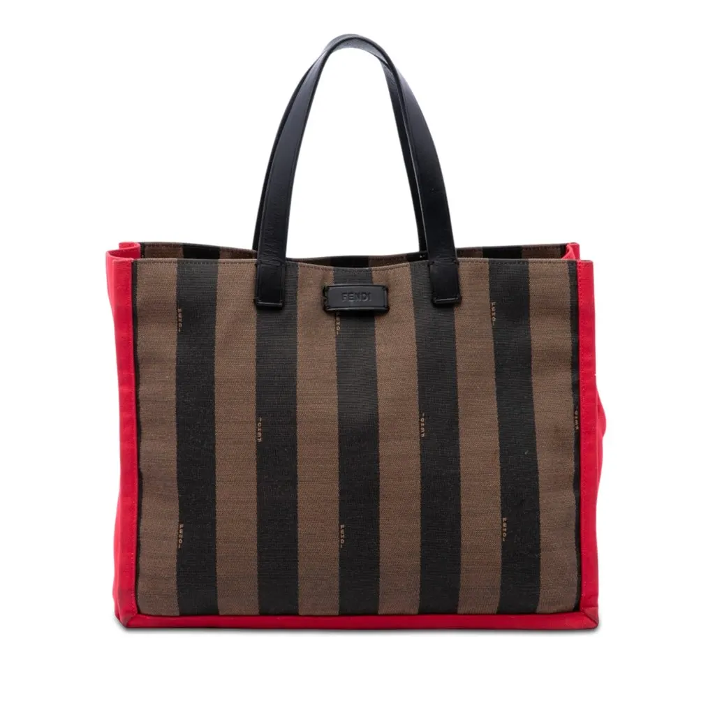 Fendi Pequin Canvas Simply Shopping Tote Brown Very good - Front View