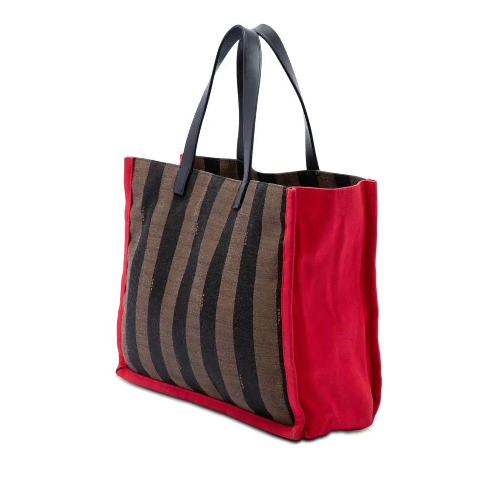 Fendi Pequin Canvas Simply Shopping Tote Brown Very good - Back View