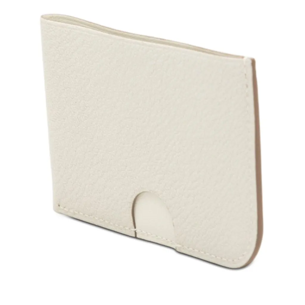 Hermès Chevre Mysore Poisson Card Holder Yellow Leather Very good - Back View